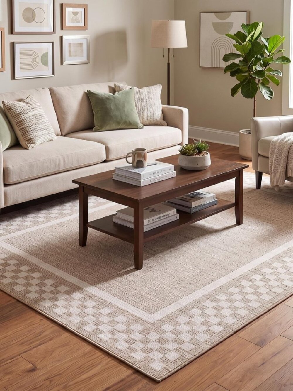 5x7 Washable Area Rug Checkered Rug for Bedroom Living Room